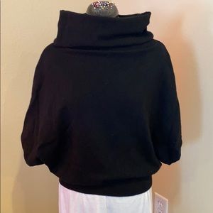 Black wool/cashmere cowl dolman sweater